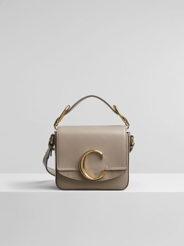 Mini Bolsos Mujer Chloé C Gris Suede ZVPX74561